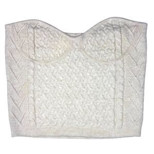 Le Lis Corset Style Cable Knit Top Sweater Top Size Large Cream NWT